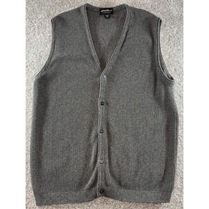 Eddie Bauer Sweater Vest Mens XXL Cardigan Waffle Knit 100% Cotton 2X Gray
